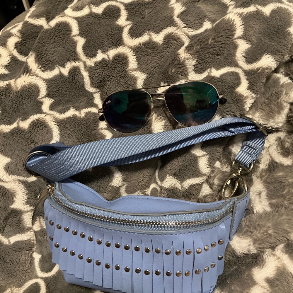 Kids Blue Fringe Belt Bag